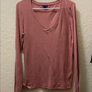 Striped tee with low v neck